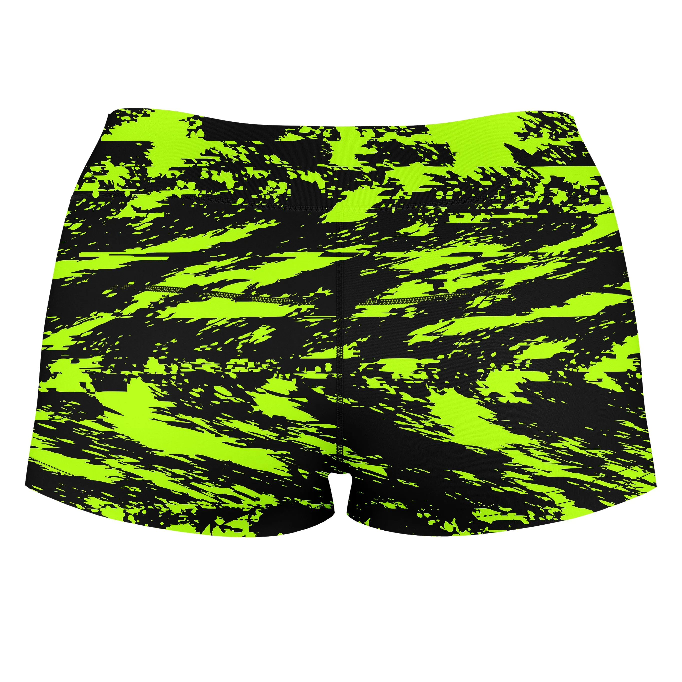 Black Lime Bolt Glitch High-Waisted Women's Shorts sold by iEDM product image thumbnail 2