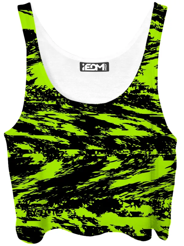 Black Lime Bolt Glitch Crop Top sold by iEDM