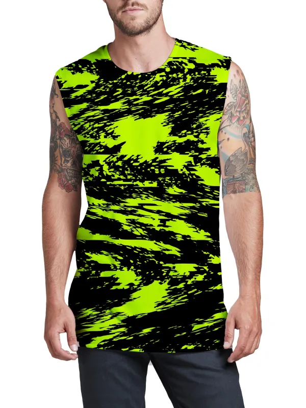 Black Lime Bolt Glitch Men's Muscle Tank sold by iEDM
