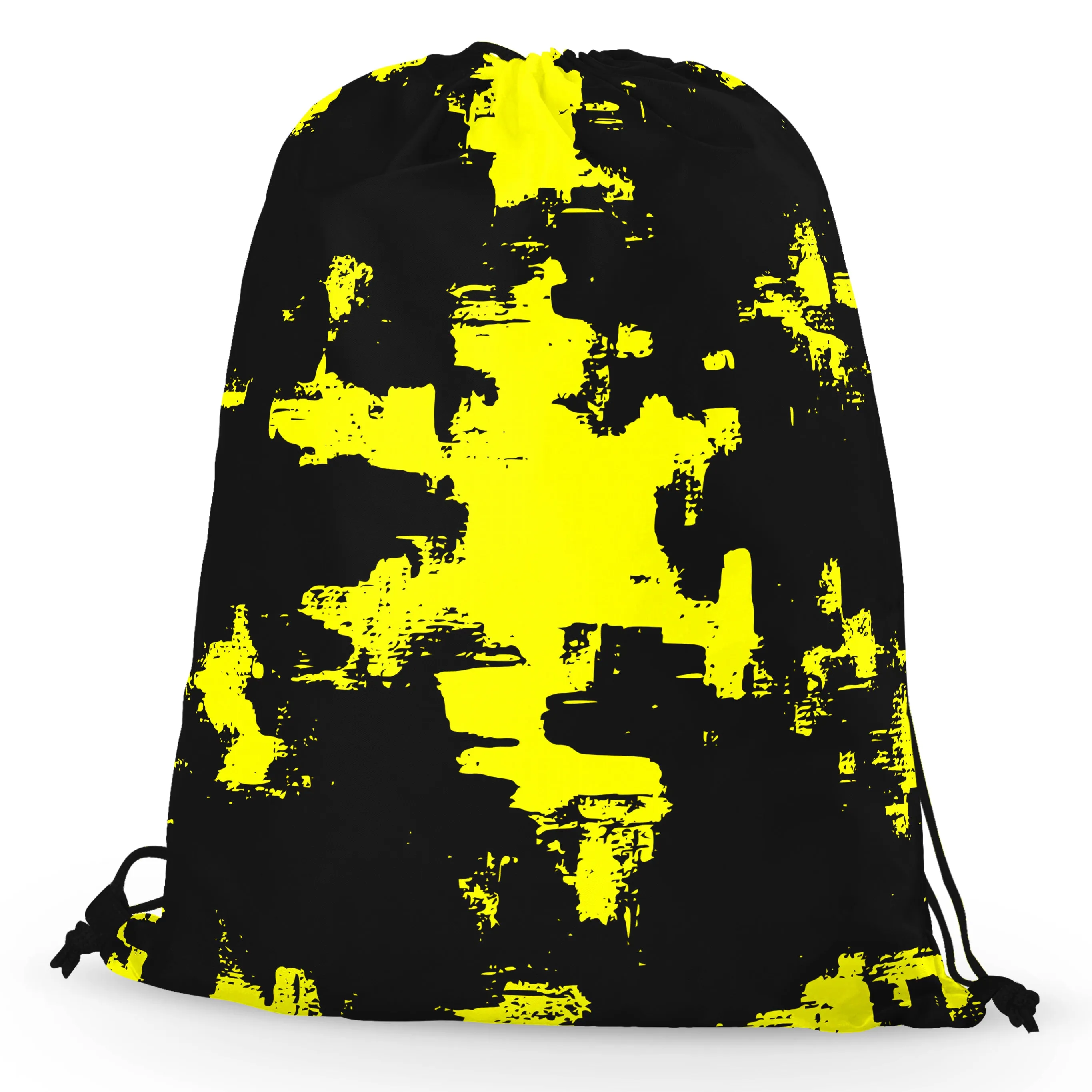 Black and Yellow Abstract Drawstring Bag sold by iEDM product image thumbnail 2