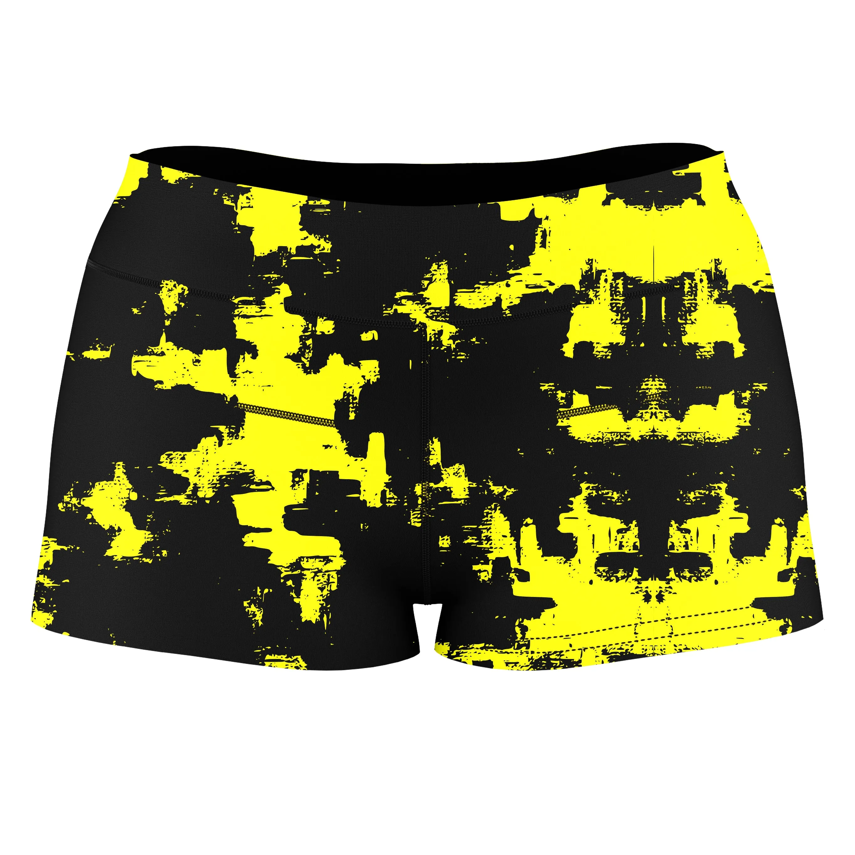 Black and Yellow Abstract High-Waisted Women's Shorts sold by iEDM