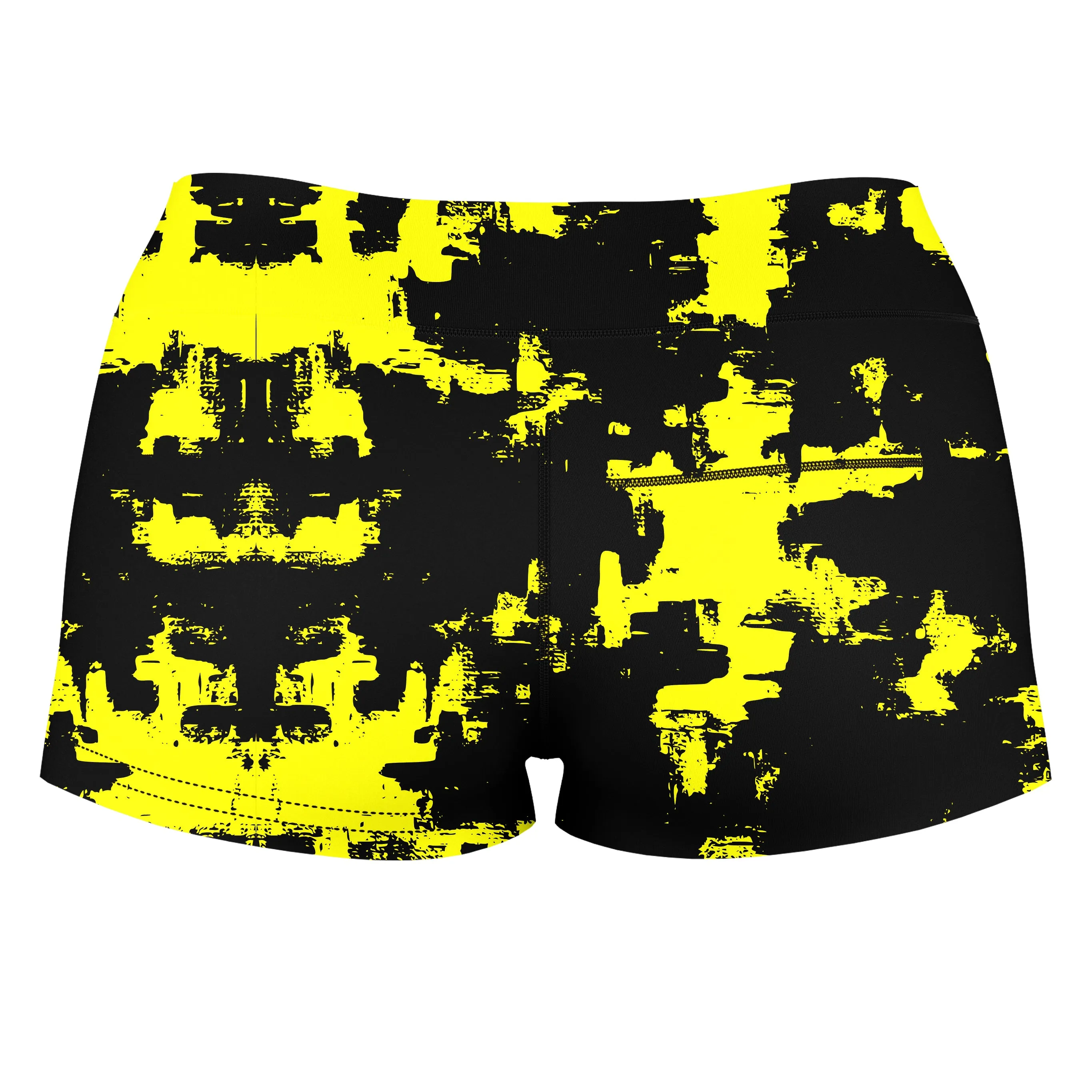Black and Yellow Abstract High-Waisted Women's Shorts sold by iEDM product image thumbnail 2