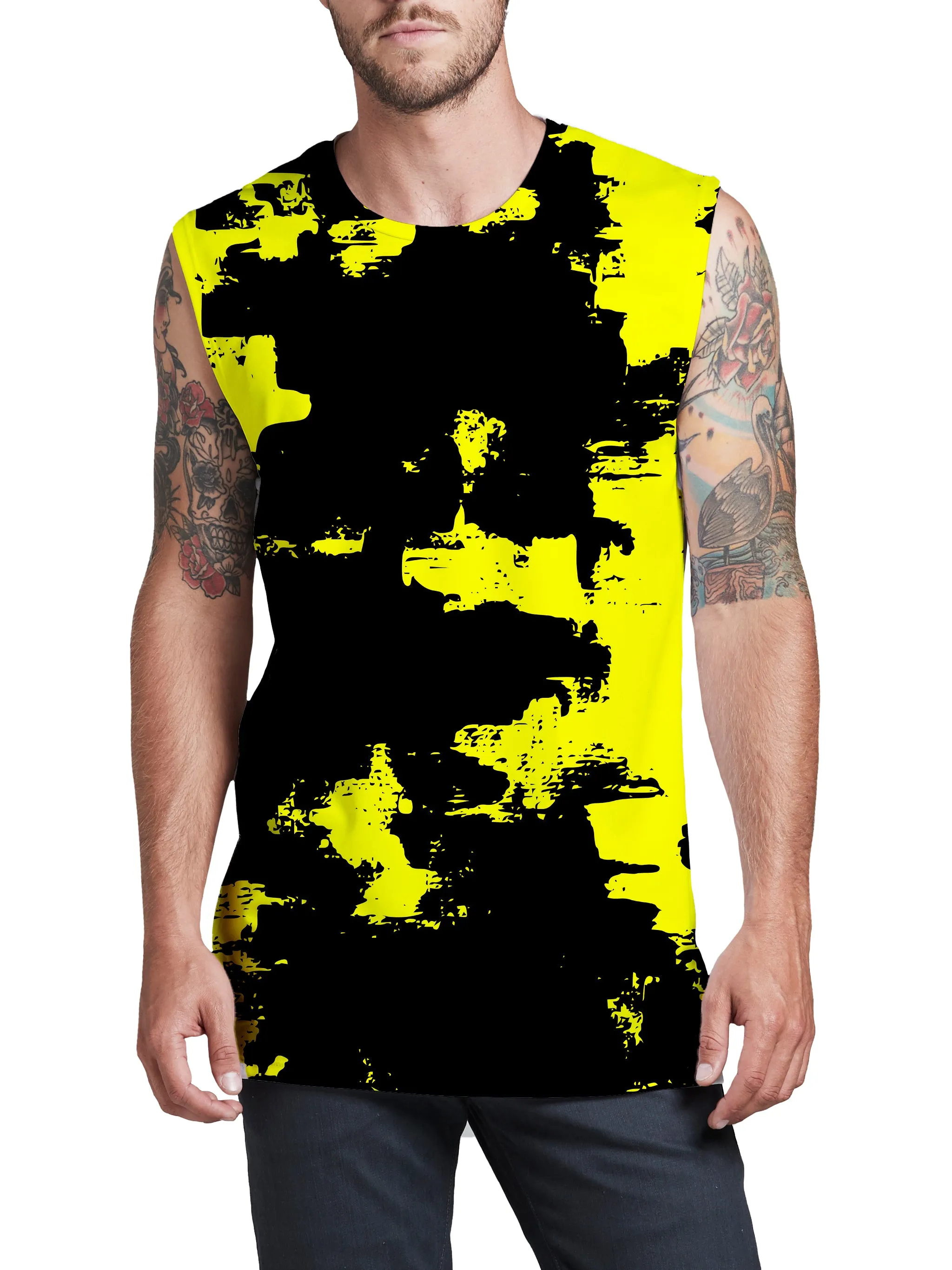 Black and Yellow Abstract Men's Muscle Tank sold by iEDM