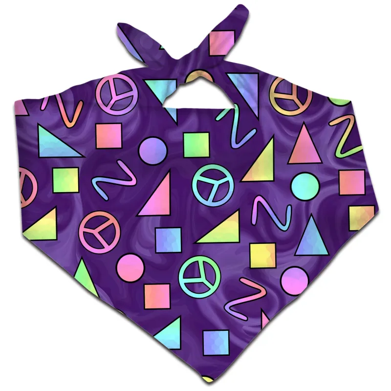 Retro Shapes Peace Symbols Purple Bandana sold by iEDM