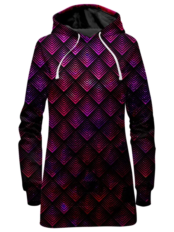 Galactic Dragon Scale Pink Hoodie Dress sold by iEDM