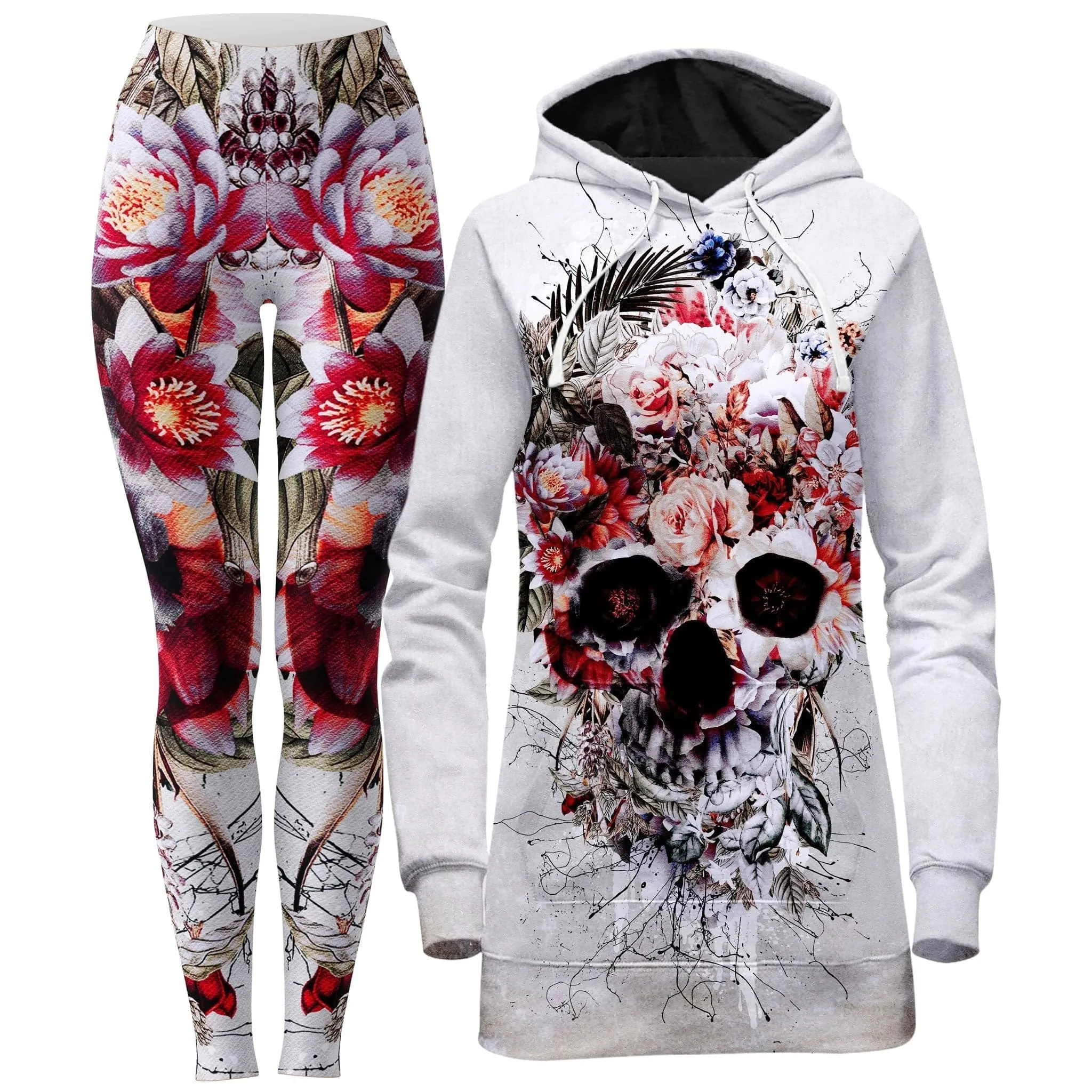 Floral Skull Hoodie Dress and Leggings Combo sold by iEDM
