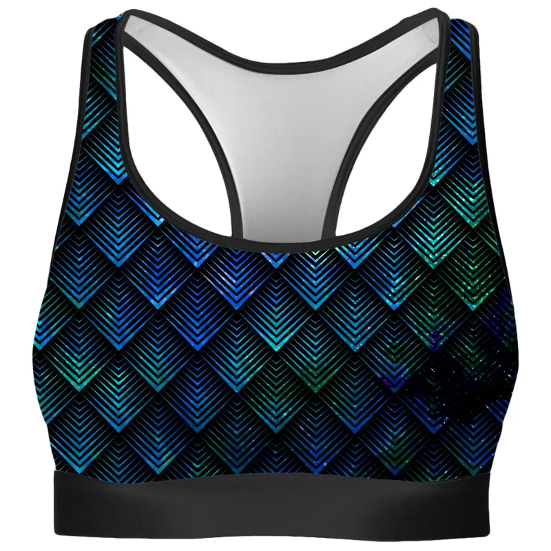 Galactic Dragon Scale Teal Rave Bra sold by iEDM