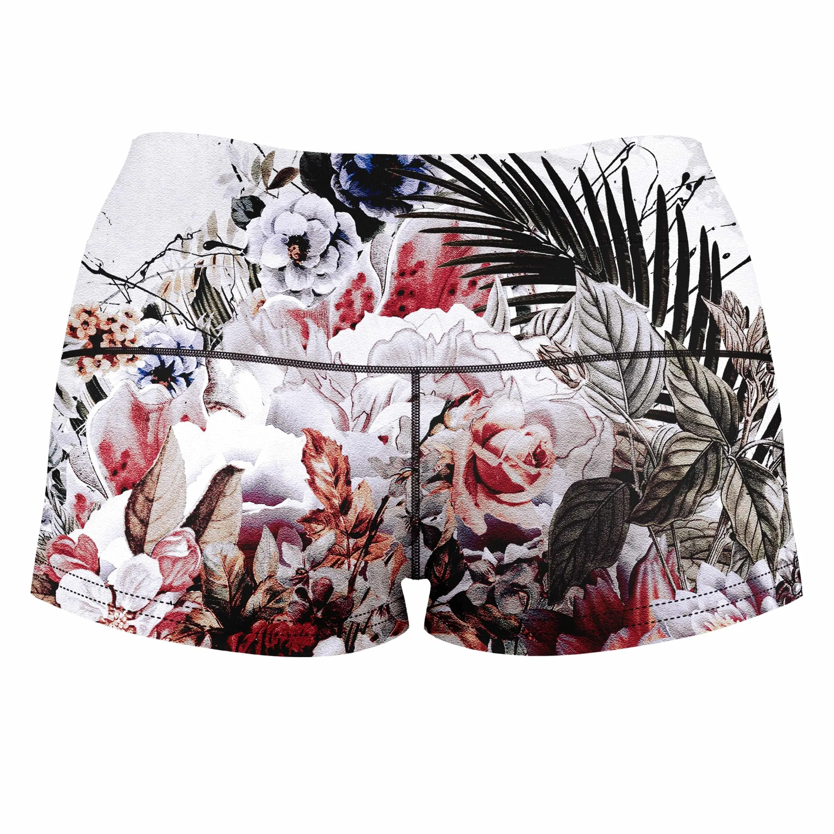 Floral Skull High-Waisted Women's Shorts sold by iEDM product image thumbnail 2
