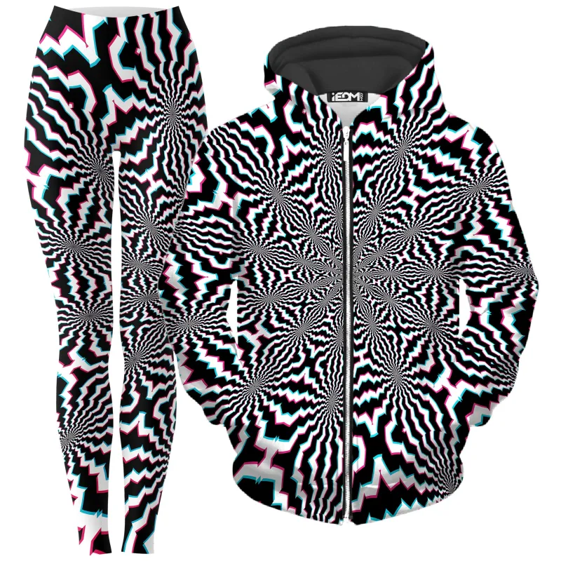 Fractal Ripples Zip-Up Hoodie and Leggings Combo sold by iEDM