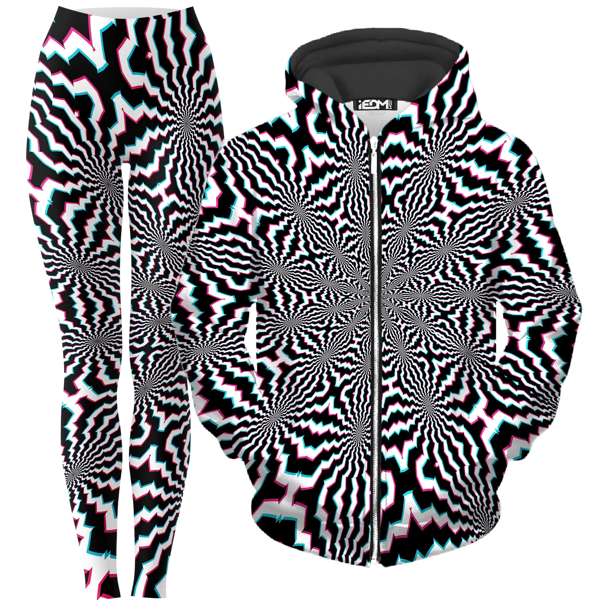 Fractal Ripples Zip-Up Hoodie and Leggings Combo sold by iEDM