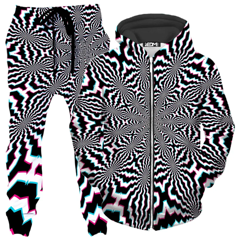 Fractal Ripples Zip-Up Hoodie and Joggers Combo sold by iEDM