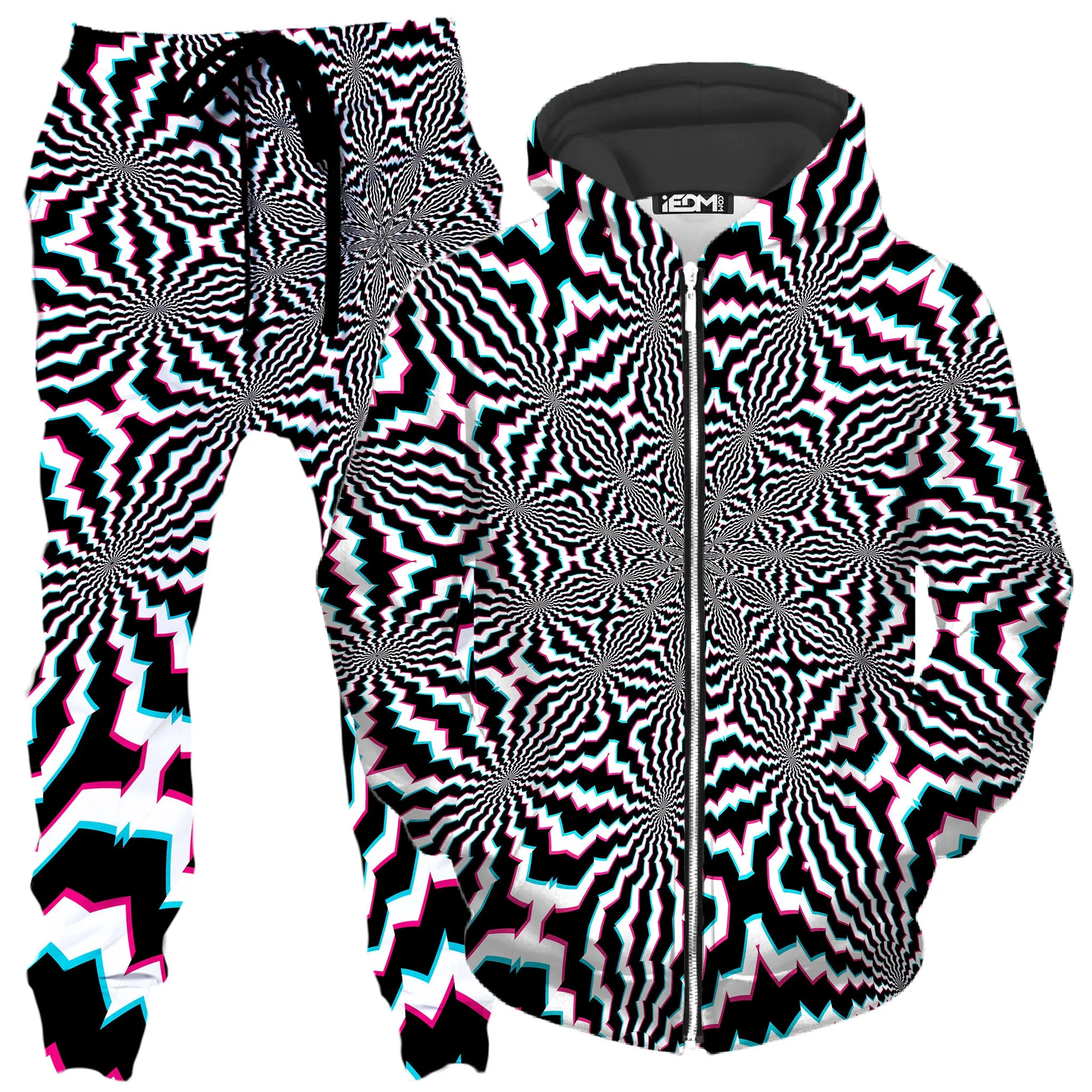 Fractal Ripples Zip-Up Hoodie and Joggers Combo sold by iEDM
