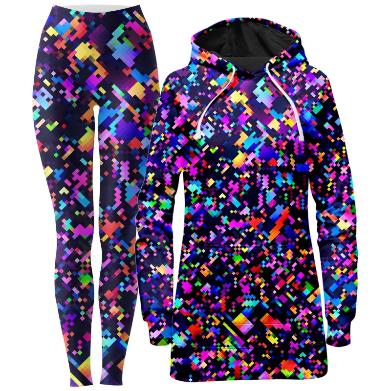 8-Bit Confetti Hoodie Dress and Leggings Combo sold by iEDM