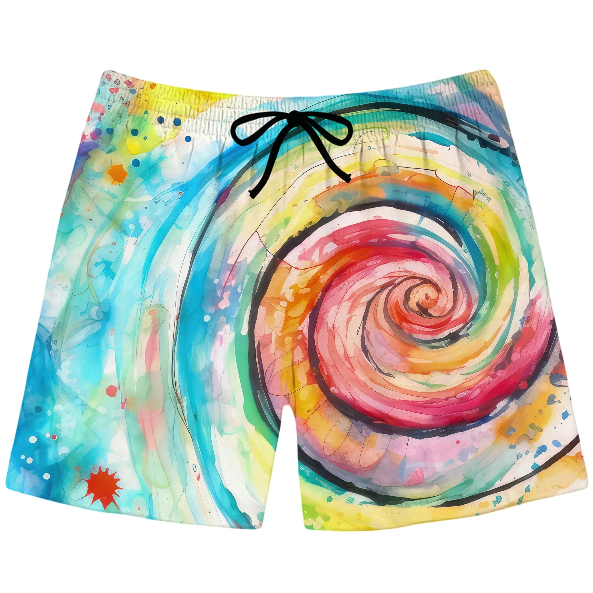 Water Color Swirl Swim Trunks sold by iEDM
