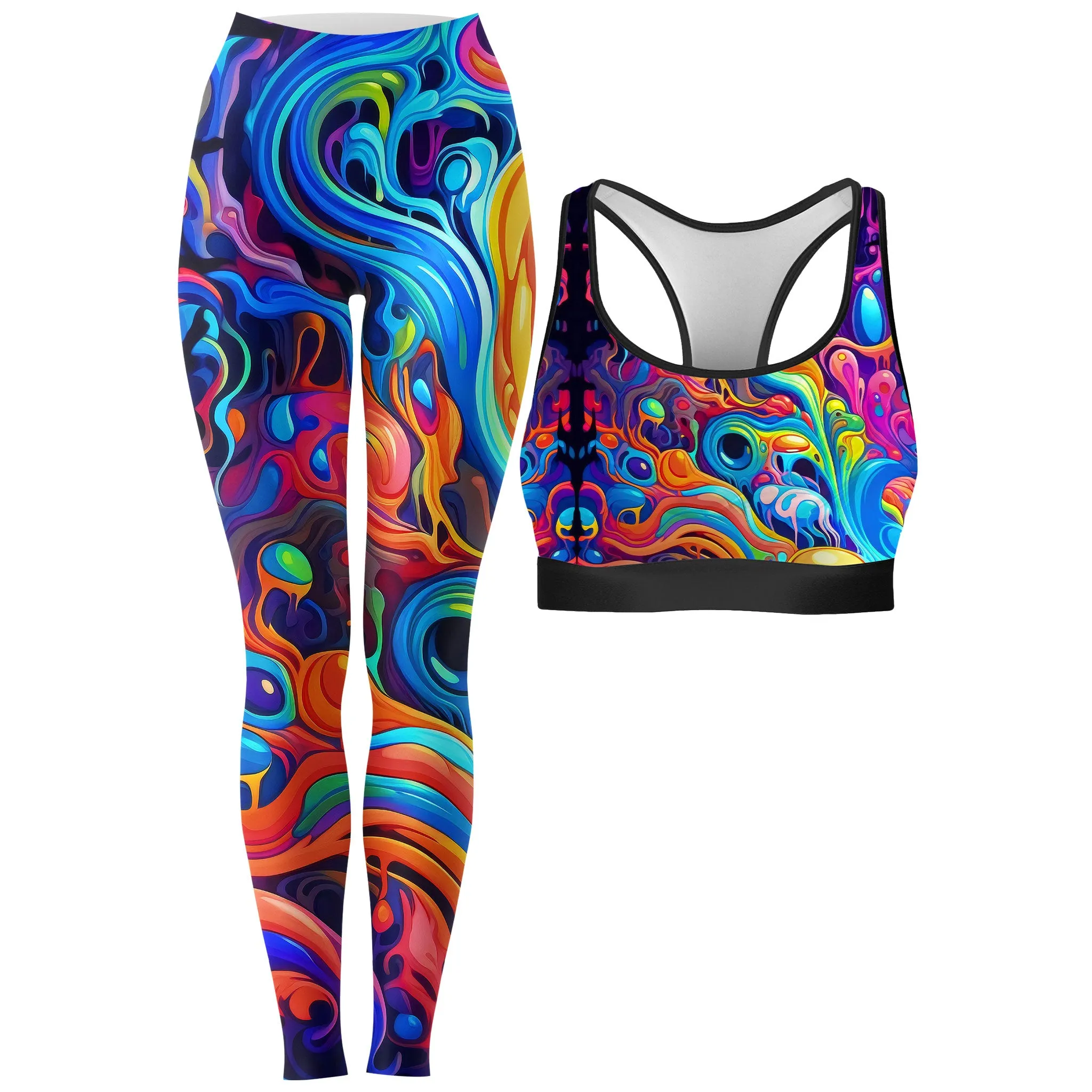 Kandi Swirl Rave Bra and Leggings Combo sold by iEDM