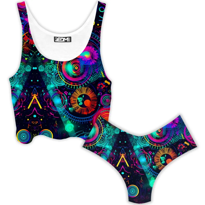 Retro Trip Crop Top and Booty Shorts Combo sold by iEDM