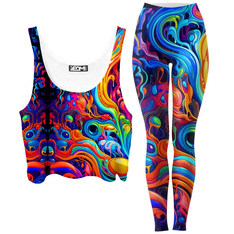 Kandi Swirl Crop Top and Leggings Combo sold by iEDM