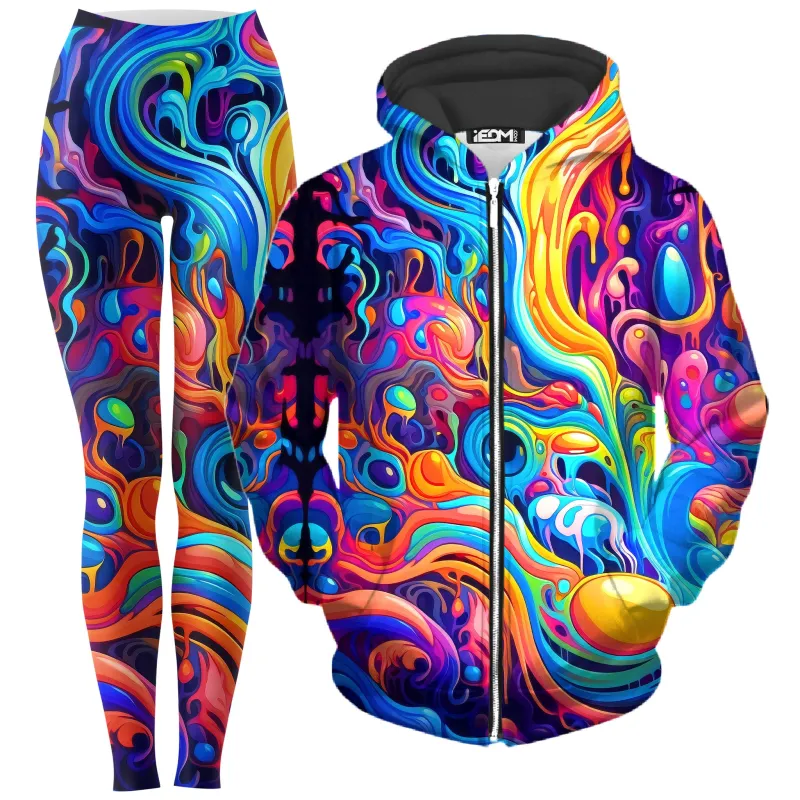 Kandi Swirl Zip-Up Hoodie and Leggings Combo sold by iEDM