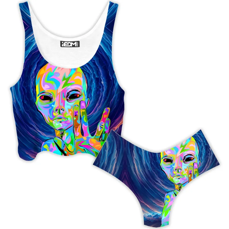 I Come in Peace Crop Top and Booty Shorts Combo sold by iEDM