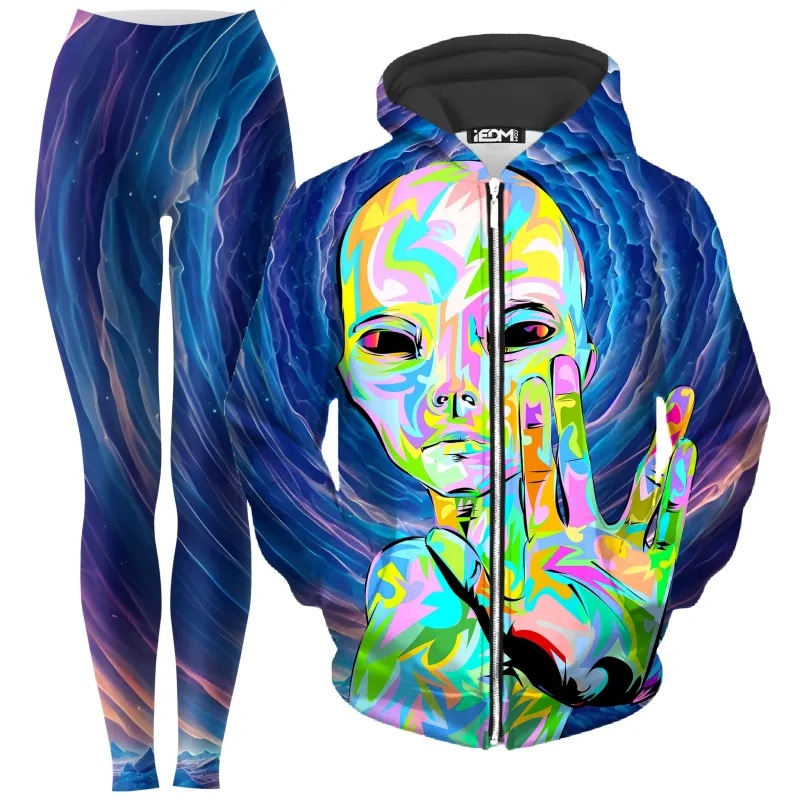 I Come in Peace Zip-Up Hoodie and Leggings Combo sold by iEDM