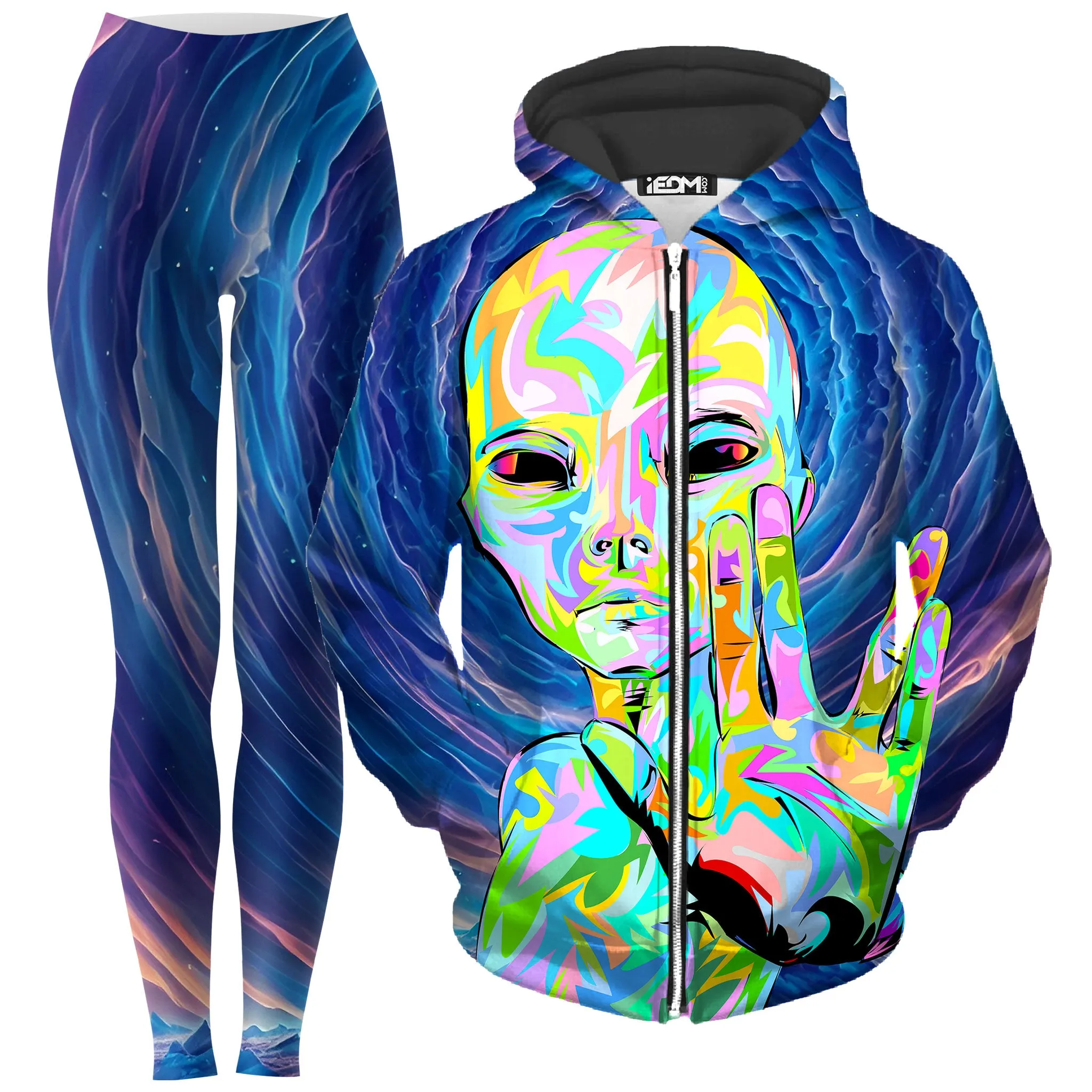 I Come in Peace Zip-Up Hoodie and Leggings Combo sold by iEDM