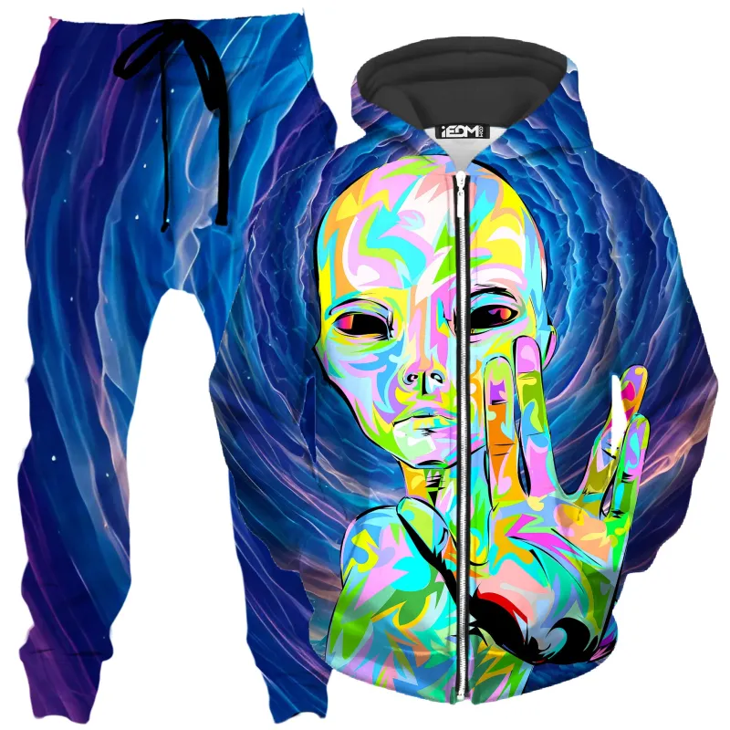 I Come in Peace Zip-Up Hoodie and Joggers Combo sold by iEDM