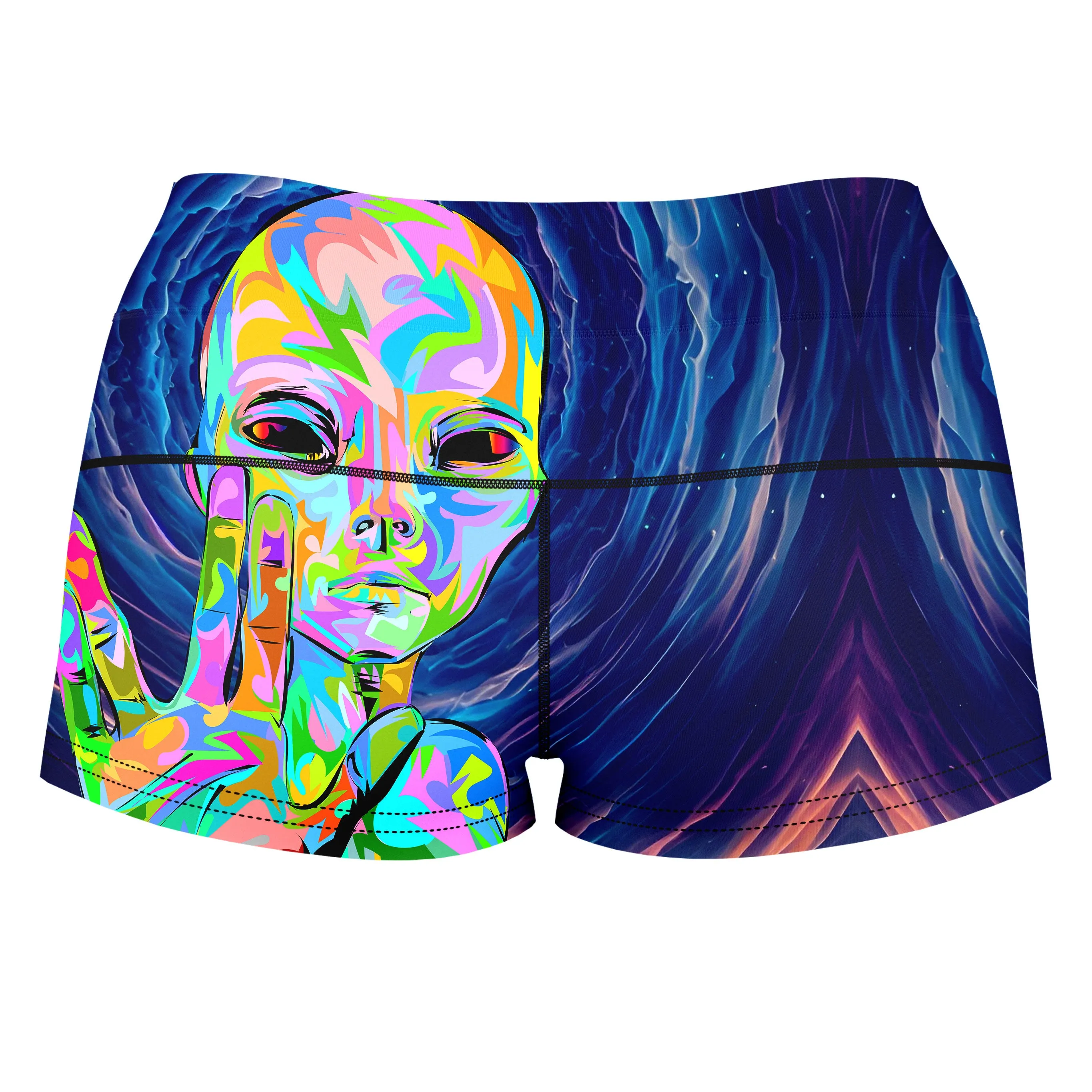 I Come in Peace High-Waisted Women's Shorts sold by iEDM product image thumbnail 2