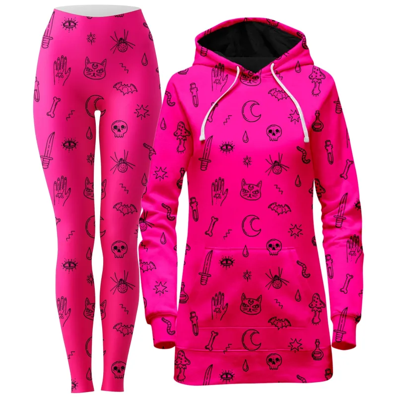 Pink Pattern Hoodie Dress and Leggings Combo sold by iEDM