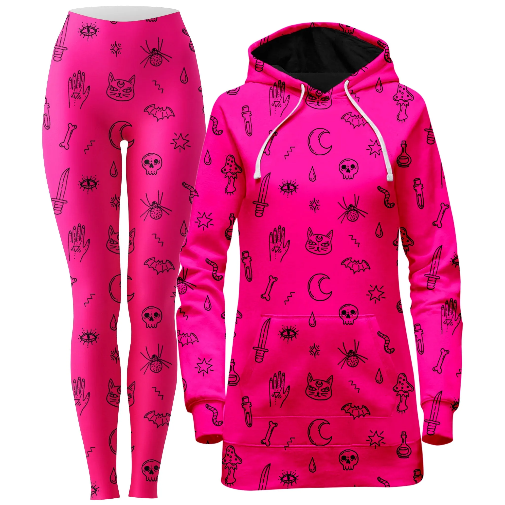 Pink Pattern Hoodie Dress and Leggings Combo sold by iEDM