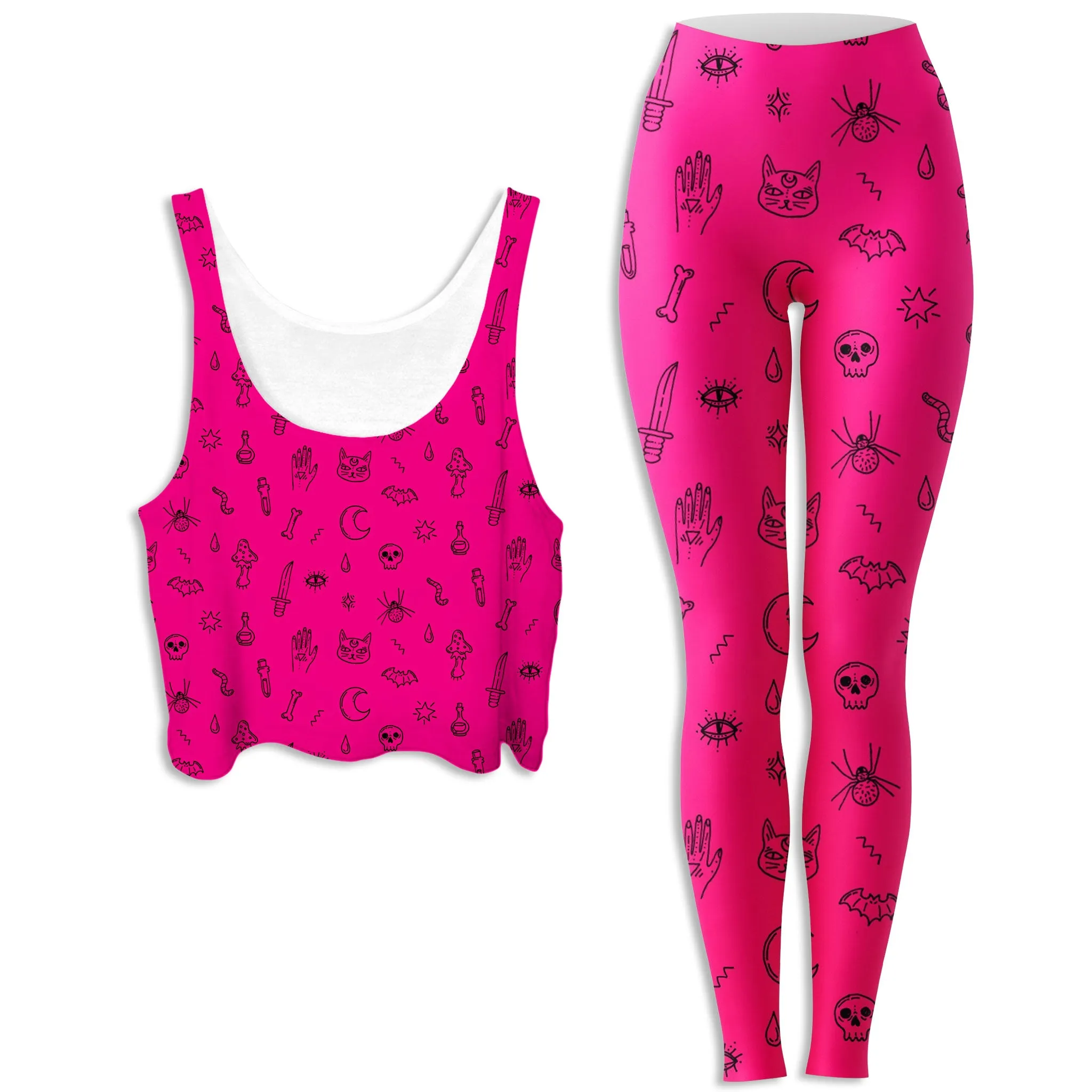 Pink Pattern Crop Top and Leggings Combo sold by iEDM