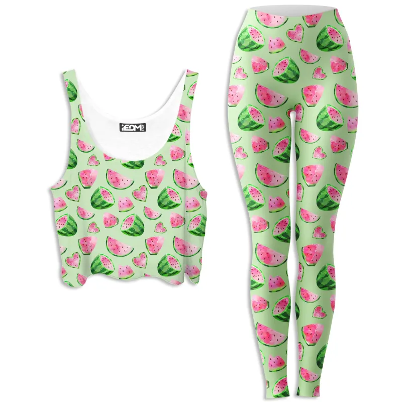 Watermelon Pattern Crop Top and Leggings Combo sold by iEDM