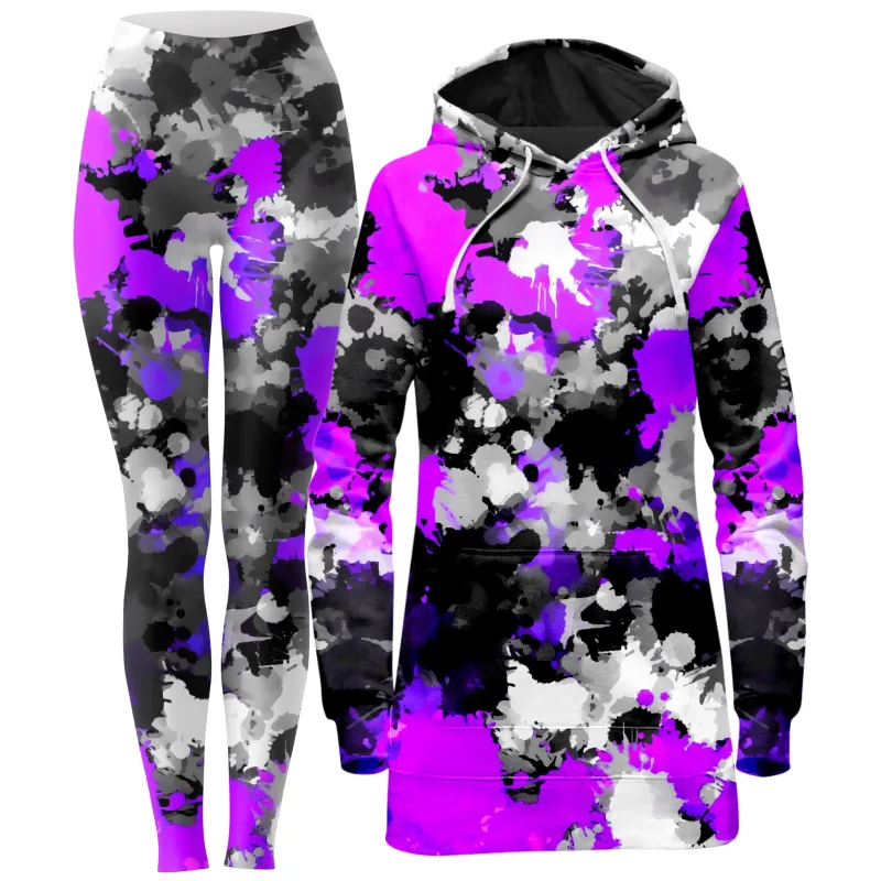 Purple Drip Hoodie Dress and Leggings Combo sold by iEDM