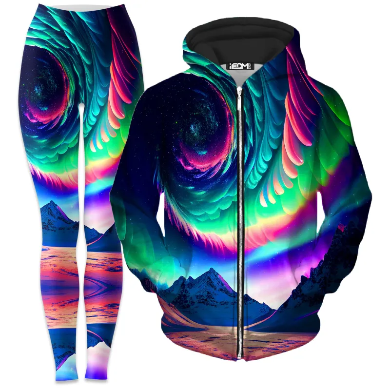 Northern Lights II Zip-Up Hoodie and Leggings Combo sold by iEDM
