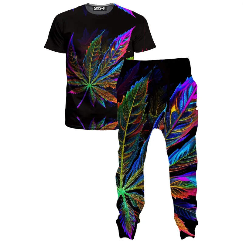 Blacklight Weed T-Shirt and Joggers Combo sold by iEDM