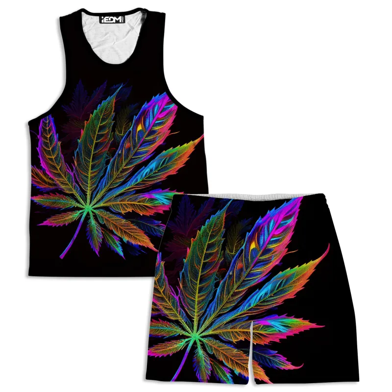 Blacklight Weed Men's Tank and Shorts Combo sold by iEDM