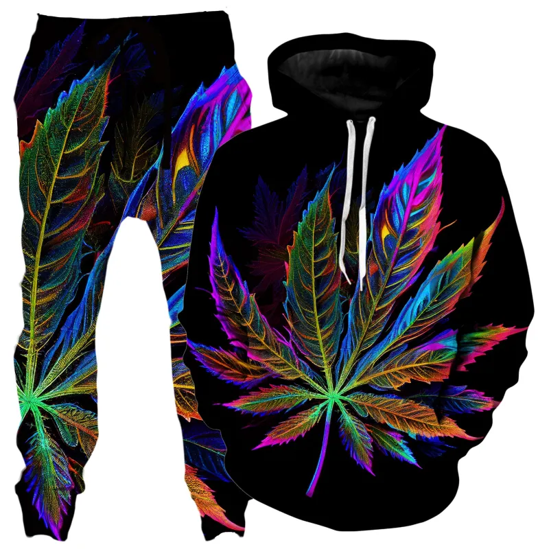Blacklight Weed Hoodie and Joggers Combo sold by iEDM