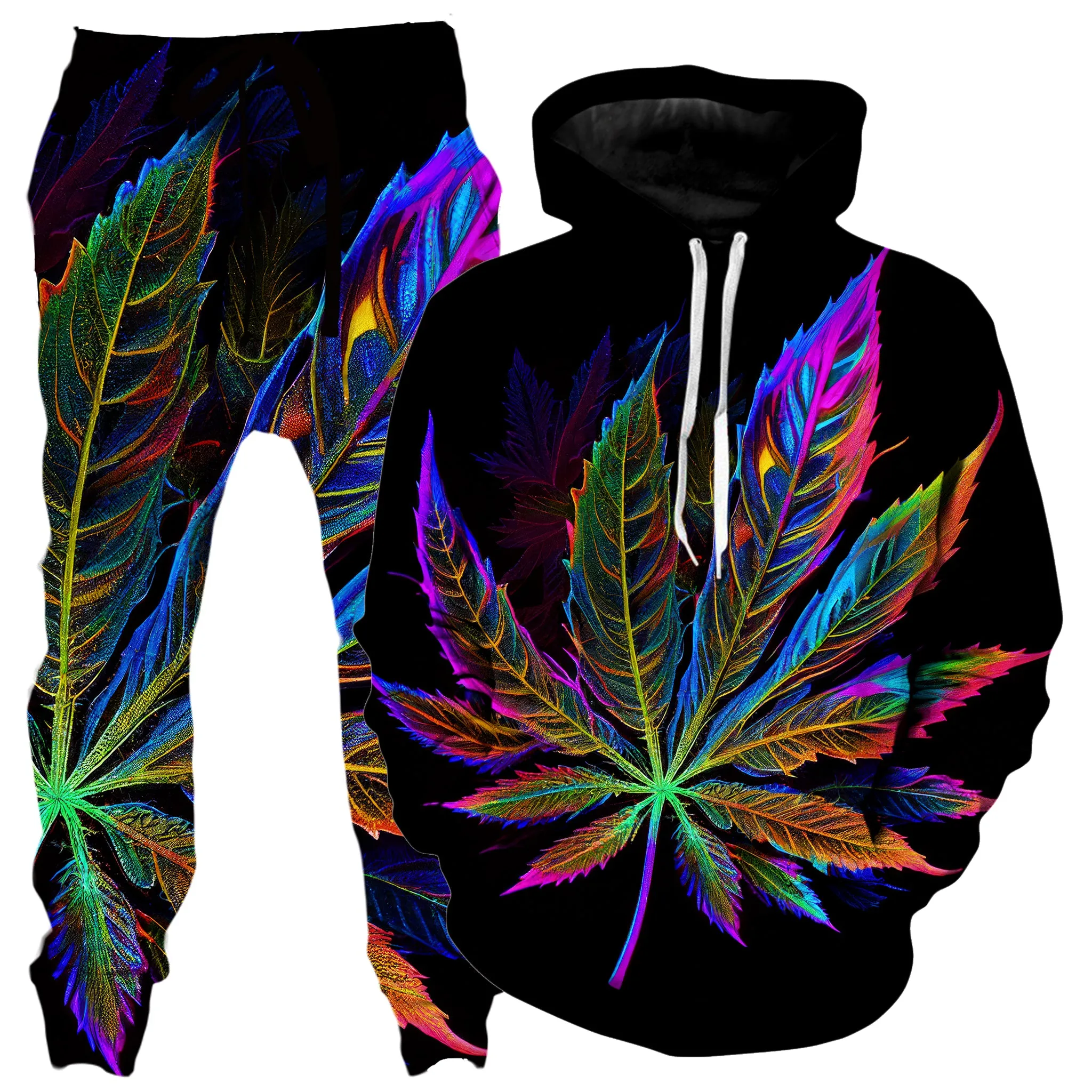 Blacklight Weed Hoodie and Joggers Combo sold by iEDM