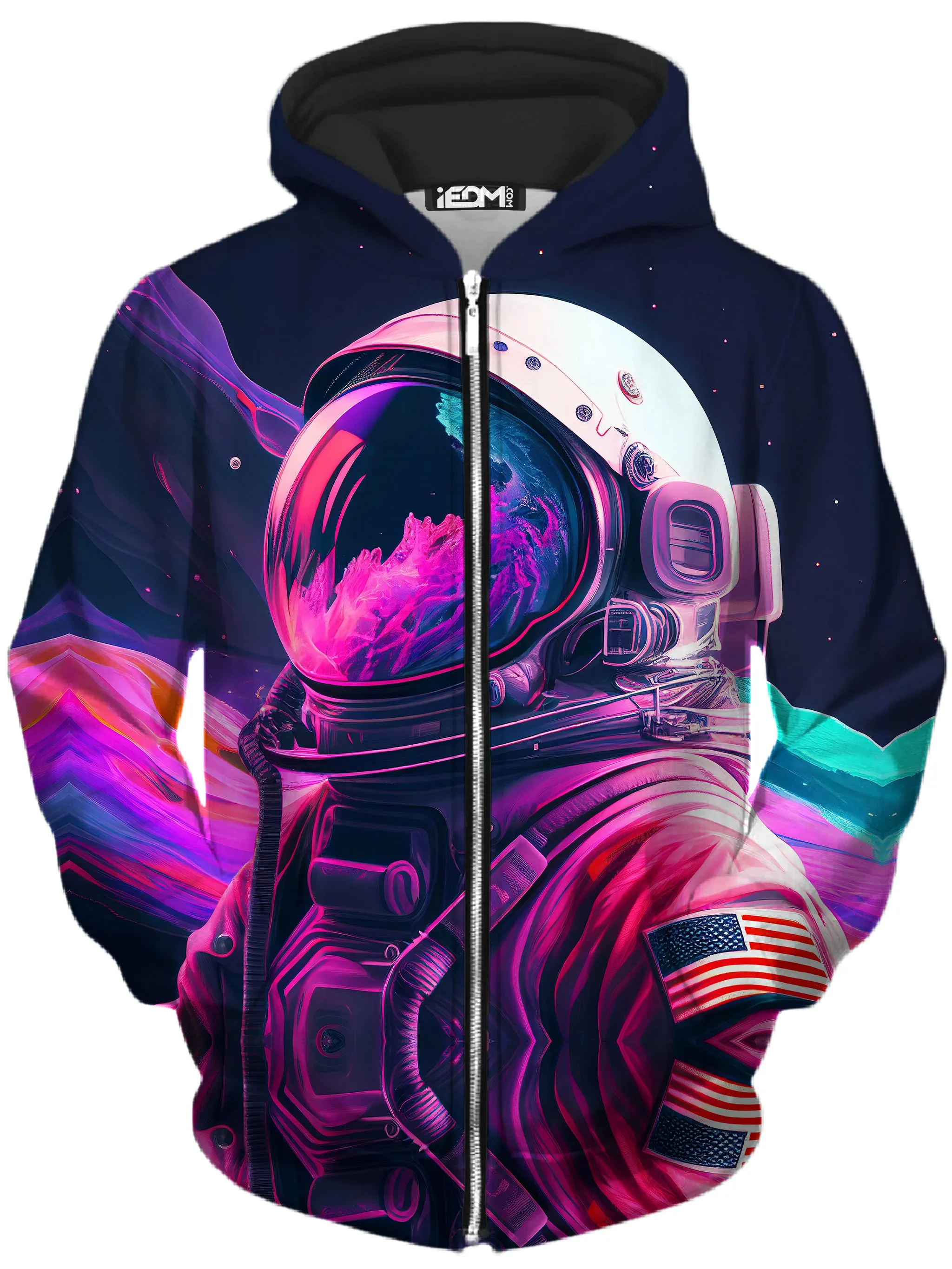 Synthwave Astronaut Zip-Up Hoodie and Leggings Combo sold by iEDM product image thumbnail 2