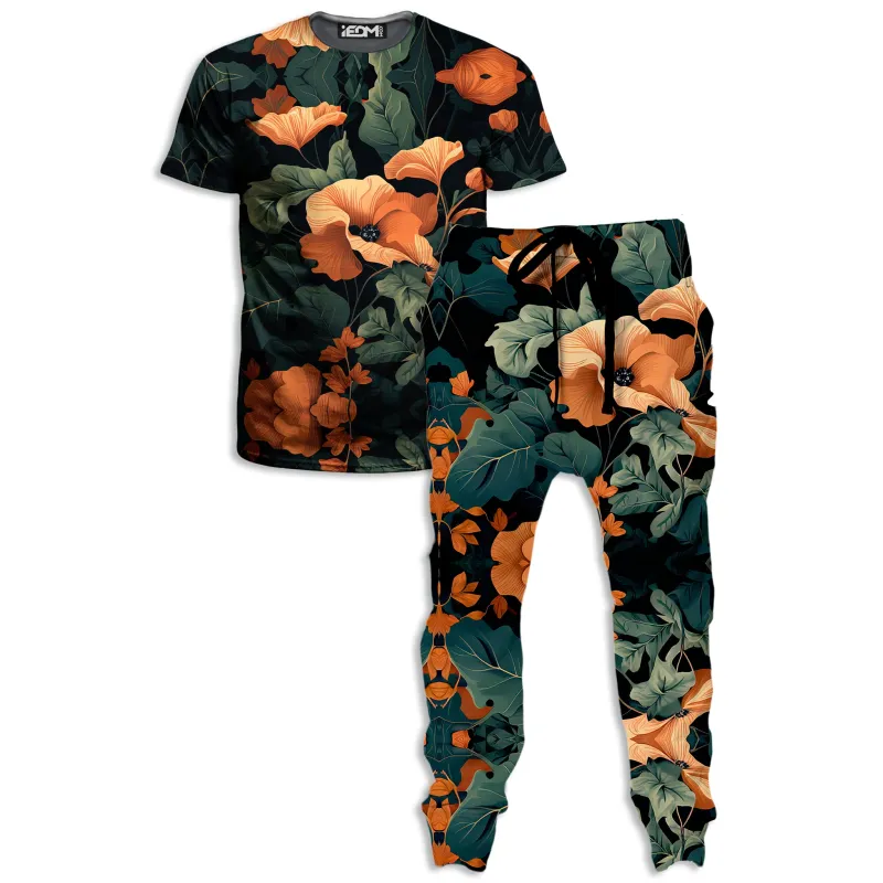 Tangerine Floral T-Shirt and Joggers Combo made by iEDM