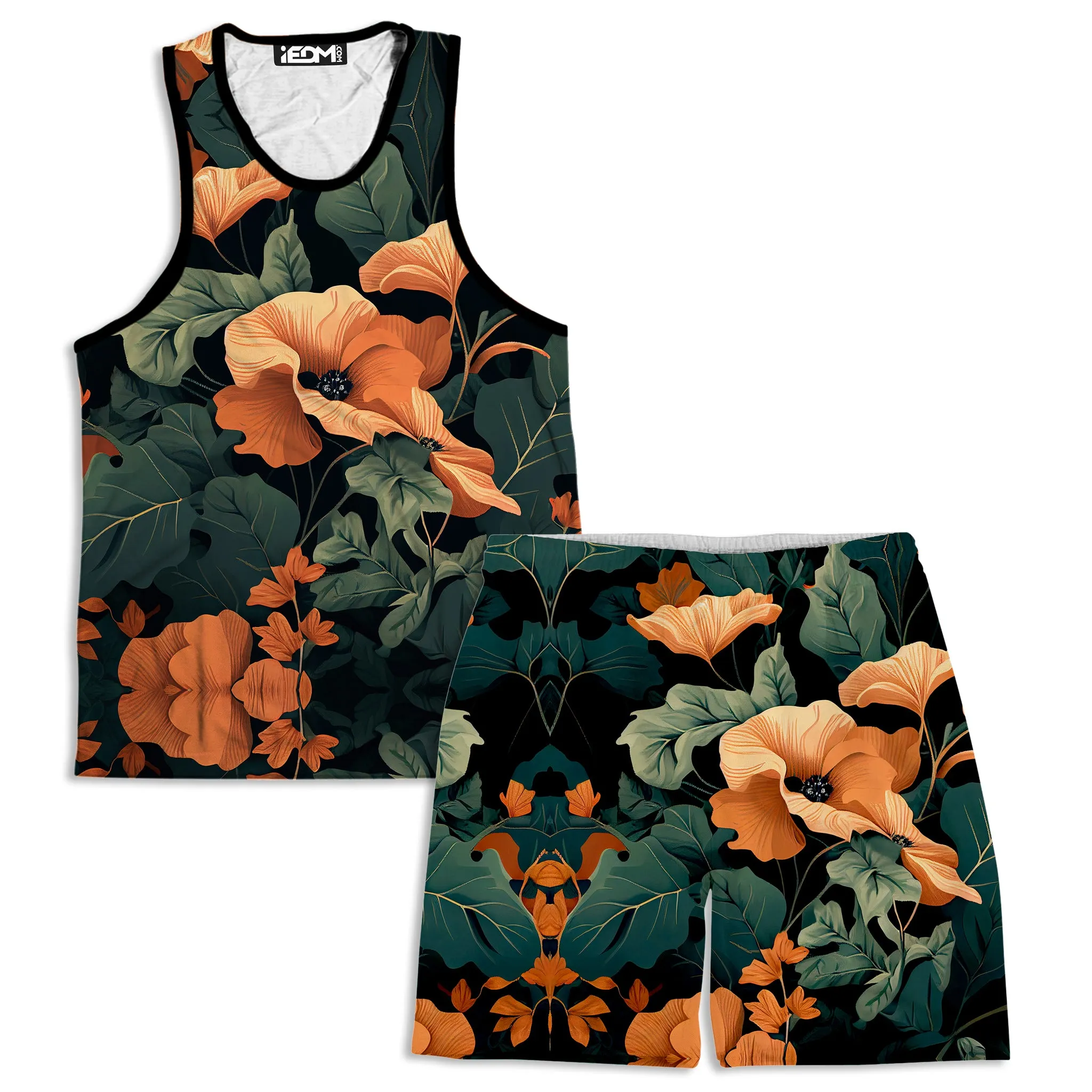 Tangerine Floral Men's Tank and Shorts Combo sold by iEDM