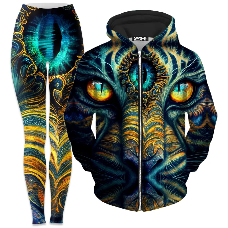Tiger Eyes Psychedelic Zip-Up Hoodie and Leggings Combo sold by iEDM