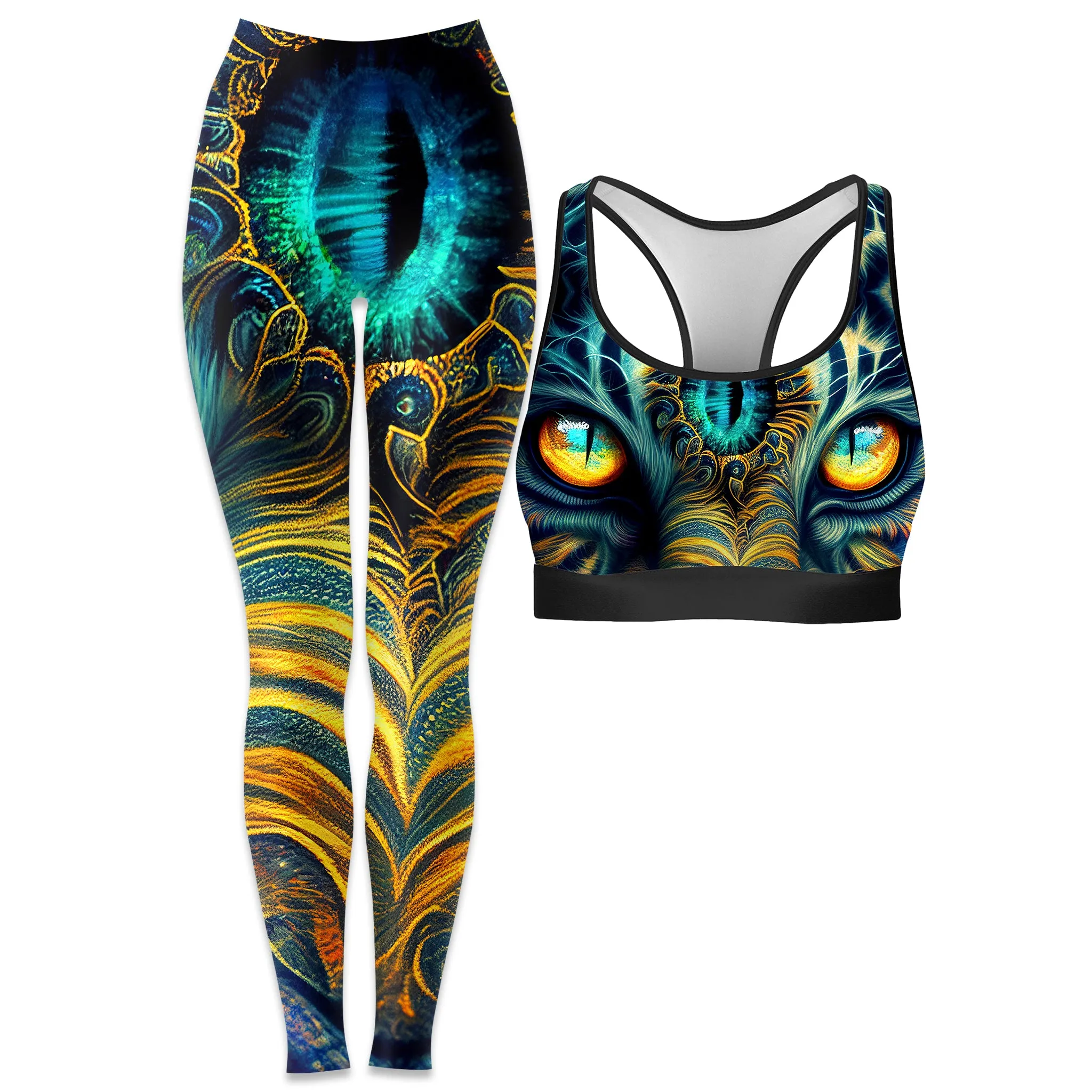 Tiger Eyes Psychedelic Rave Bra and Leggings Combo sold by iEDM