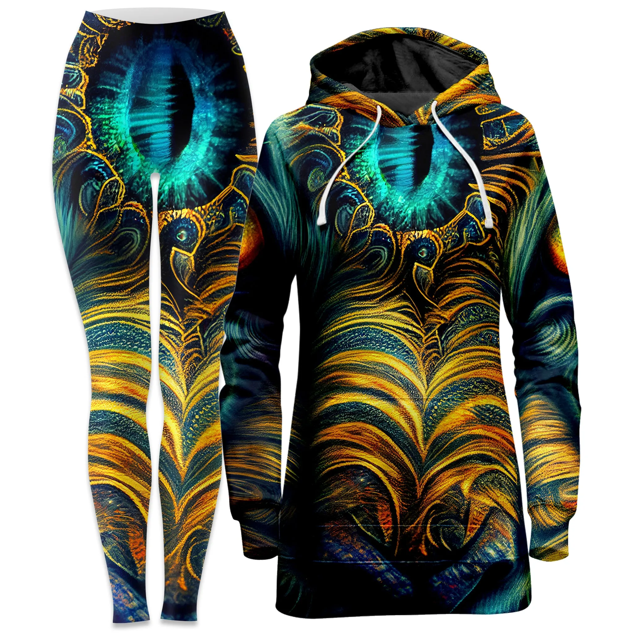 Tiger Eyes Psychedelic Hoodie Dress and Leggings Combo sold by iEDM