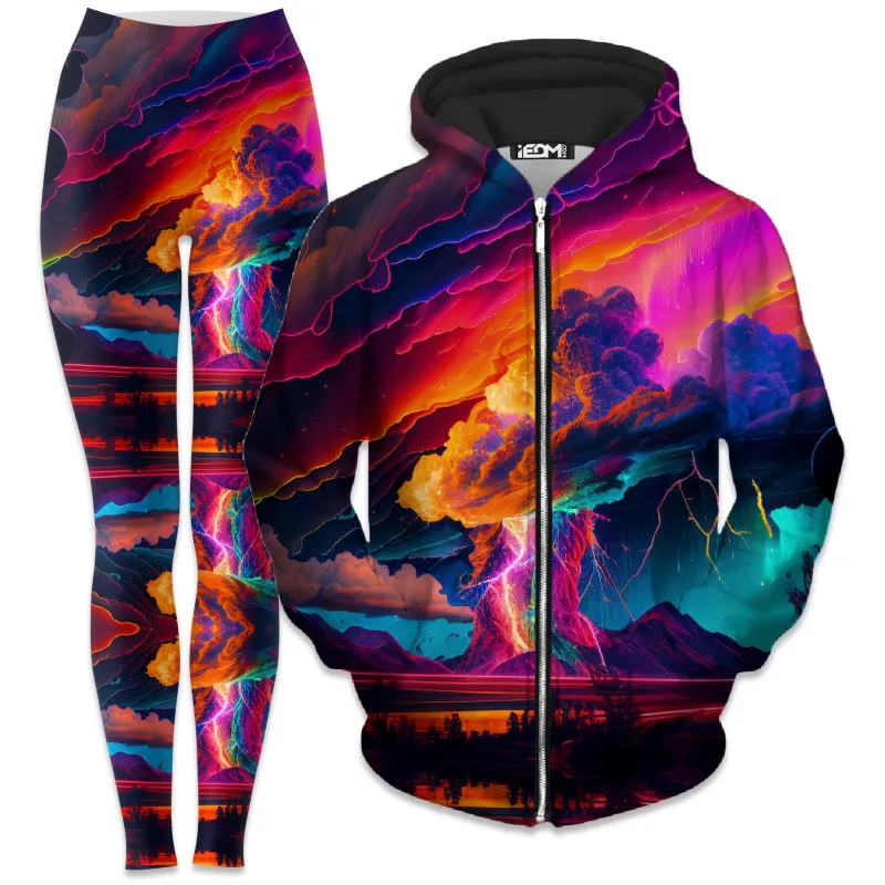 Rainbow Storm Zip-Up Hoodie and Leggings Combo sold by iEDM