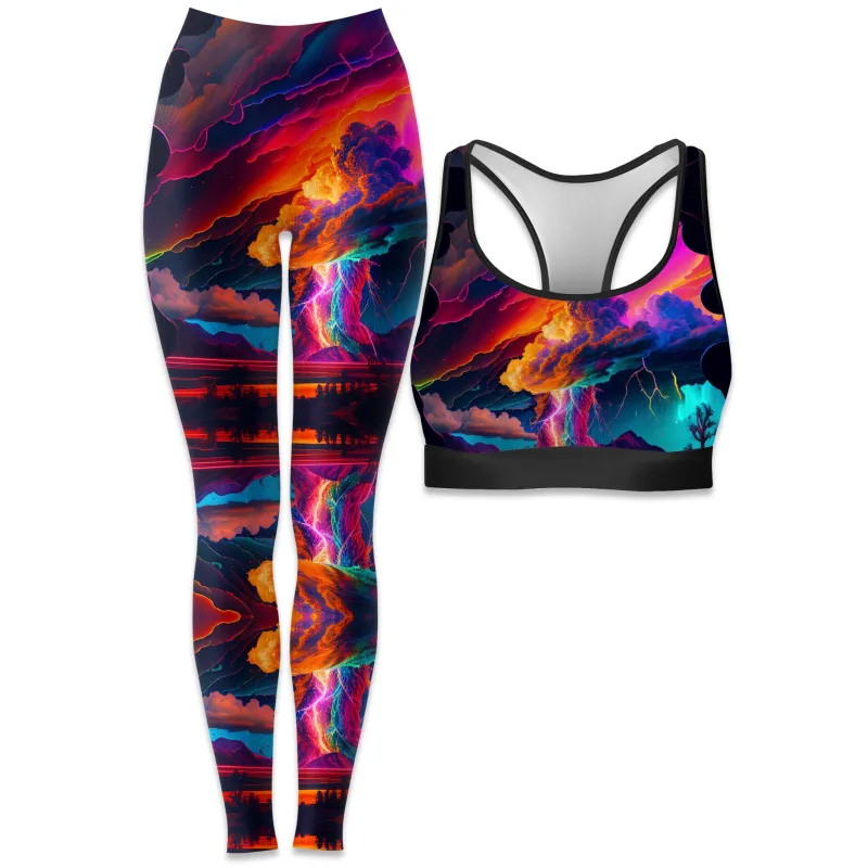 Rainbow Storm Rave Bra and Leggings Combo sold by iEDM