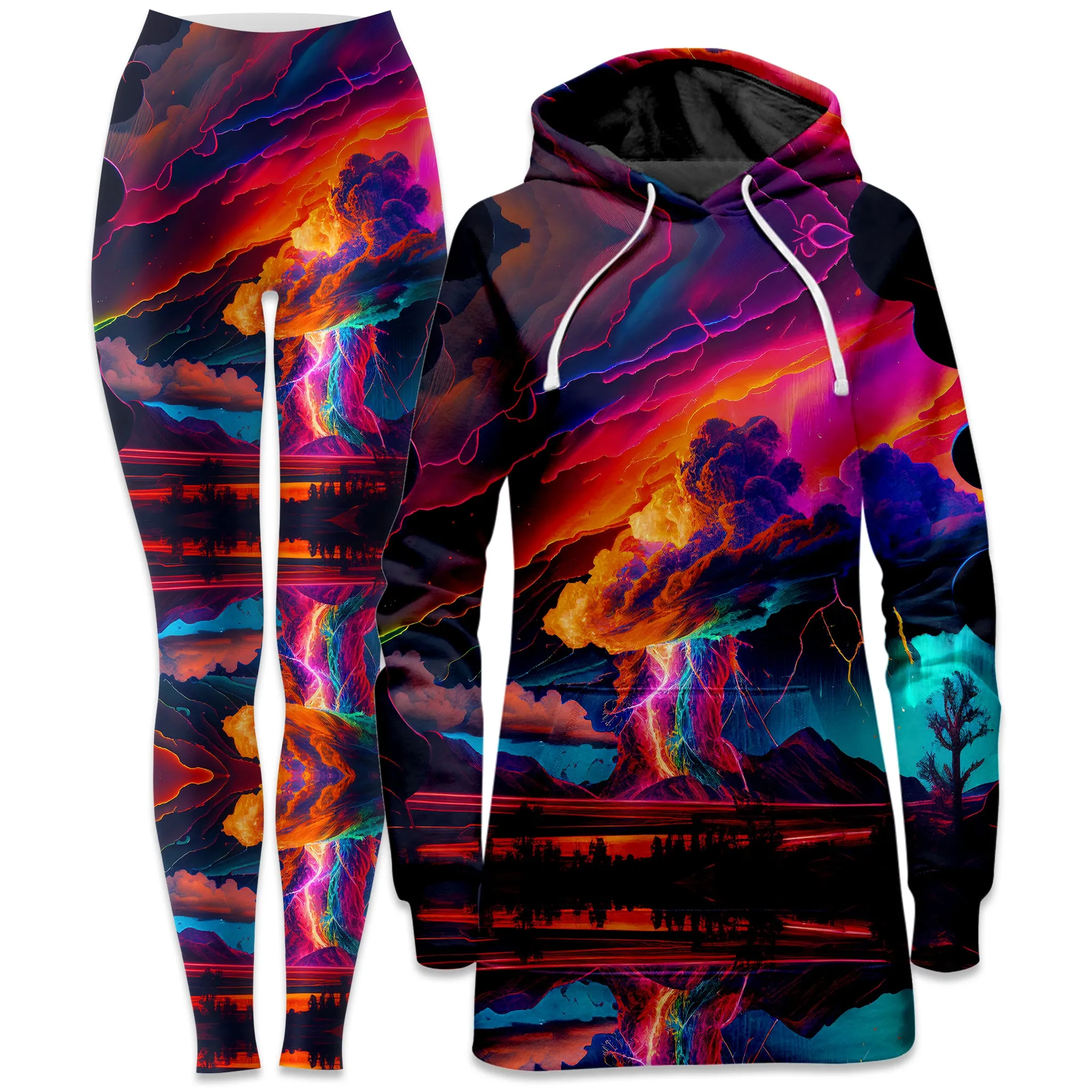 Rainbow Storm Hoodie Dress and Leggings Combo sold by iEDM