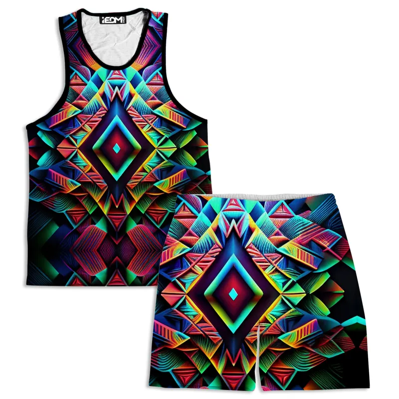 Psychedelic Tribal Men's Tank and Shorts Combo sold by iEDM