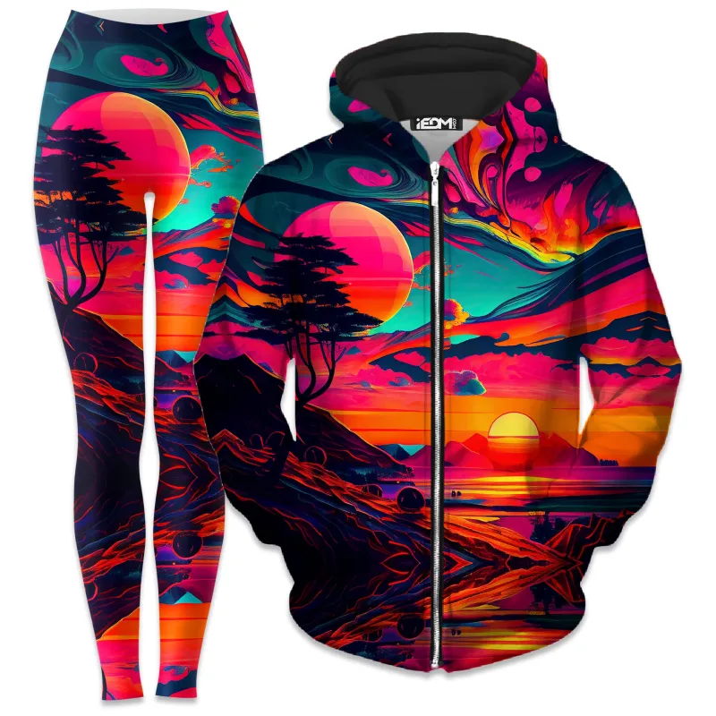 Sunset Melt Zip-Up Hoodie and Leggings Combo sold by iEDM