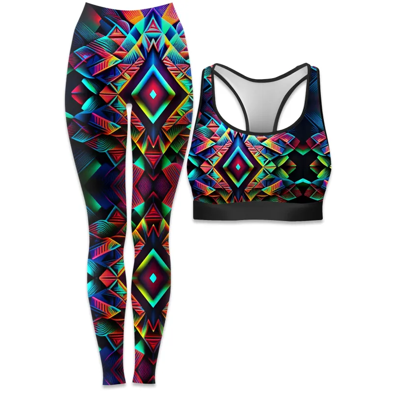 Psychedelic Tribal Rave Bra and Leggings Combo sold by iEDM