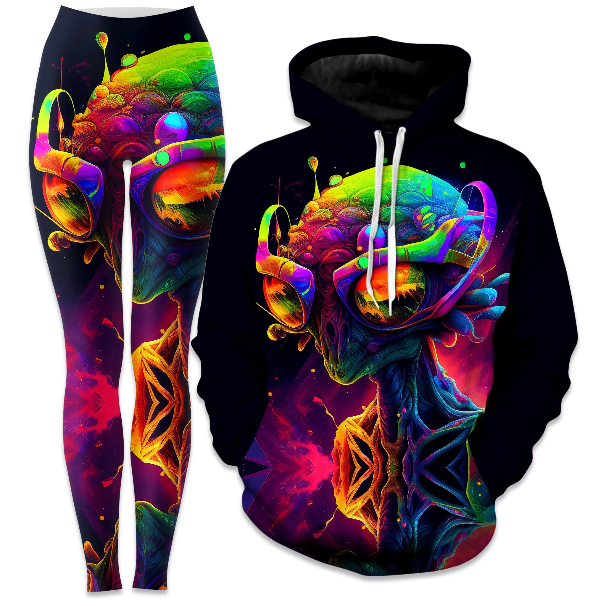 Psychedelic Alien Hoodie and Leggings Combo sold by iEDM